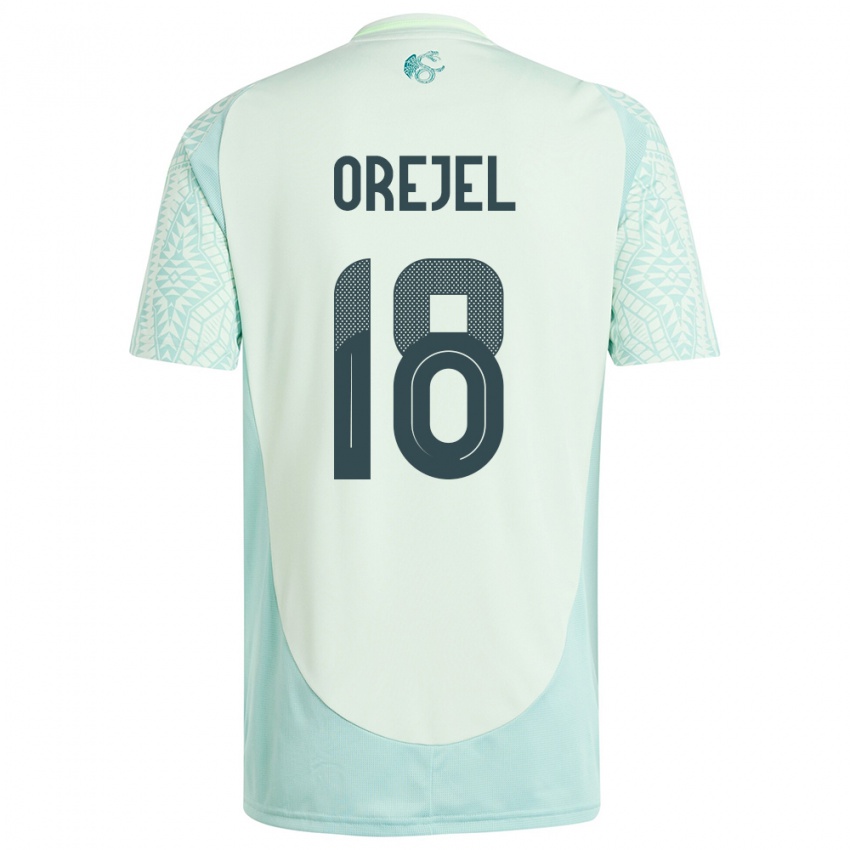 Kinder Mexiko Jocelyn Orejel #18 Leinengrün Auswärtstrikot Trikot 24-26 T-Shirt Belgien