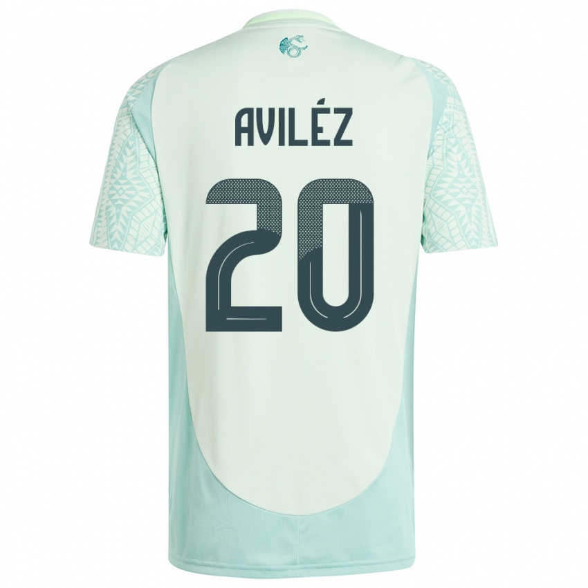 Kinder Mexiko Aylin Avilez #20 Leinengrün Auswärtstrikot Trikot 24-26 T-Shirt Belgien