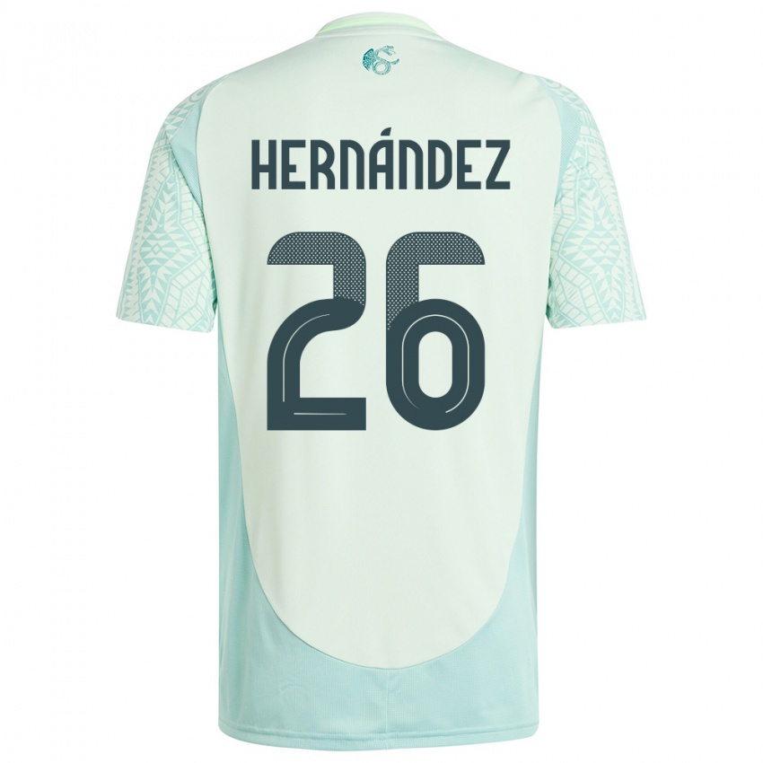 Kinder Mexiko Nicolette Hernandez #26 Leinengrün Auswärtstrikot Trikot 24-26 T-Shirt Belgien