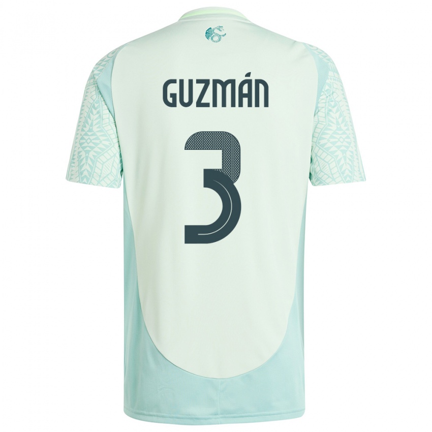 Kinder Mexiko Victor Guzman #3 Leinengrün Auswärtstrikot Trikot 24-26 T-Shirt Belgien