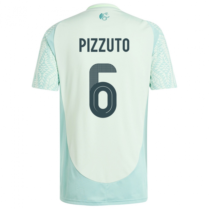Kinder Mexiko Eugenio Pizzuto #6 Leinengrün Auswärtstrikot Trikot 24-26 T-Shirt Belgien