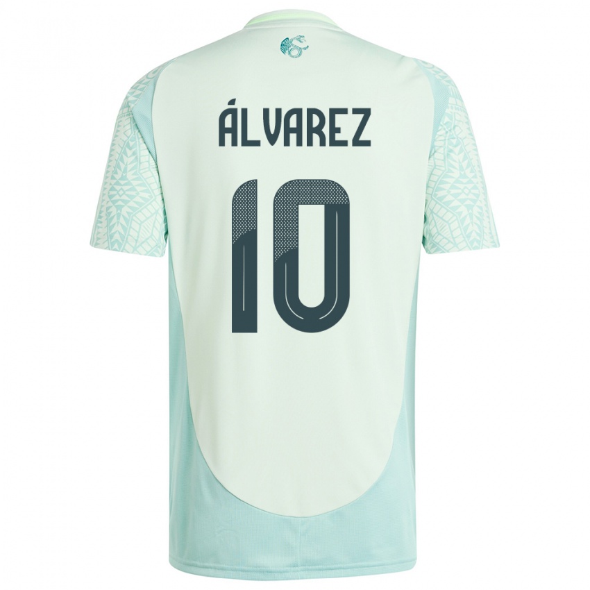 Kinder Mexiko Efrain Alvarez #10 Leinengrün Auswärtstrikot Trikot 24-26 T-Shirt Belgien