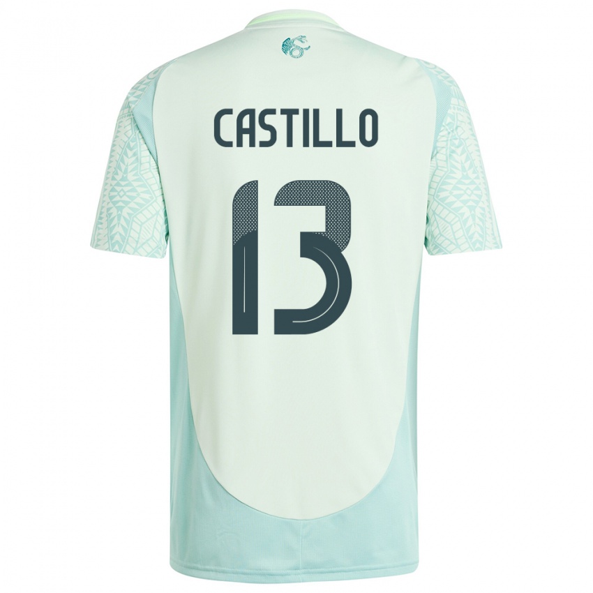 Kinder Mexiko Jose Castillo #13 Leinengrün Auswärtstrikot Trikot 24-26 T-Shirt Belgien