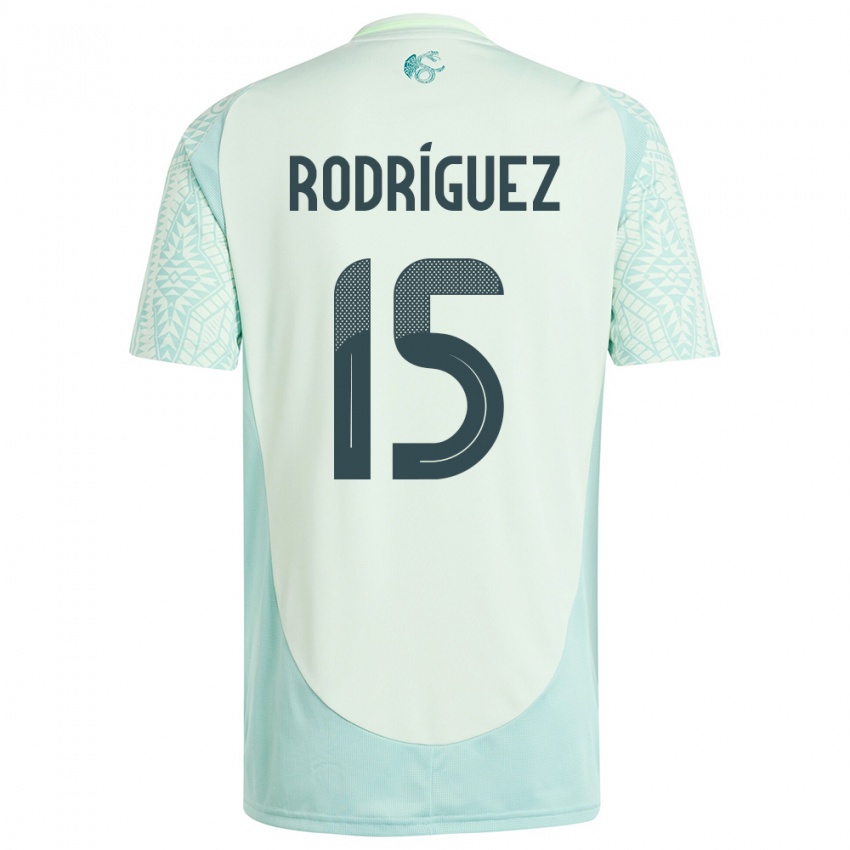 Kinder Mexiko Jorge Rodriguez #15 Leinengrün Auswärtstrikot Trikot 24-26 T-Shirt Belgien
