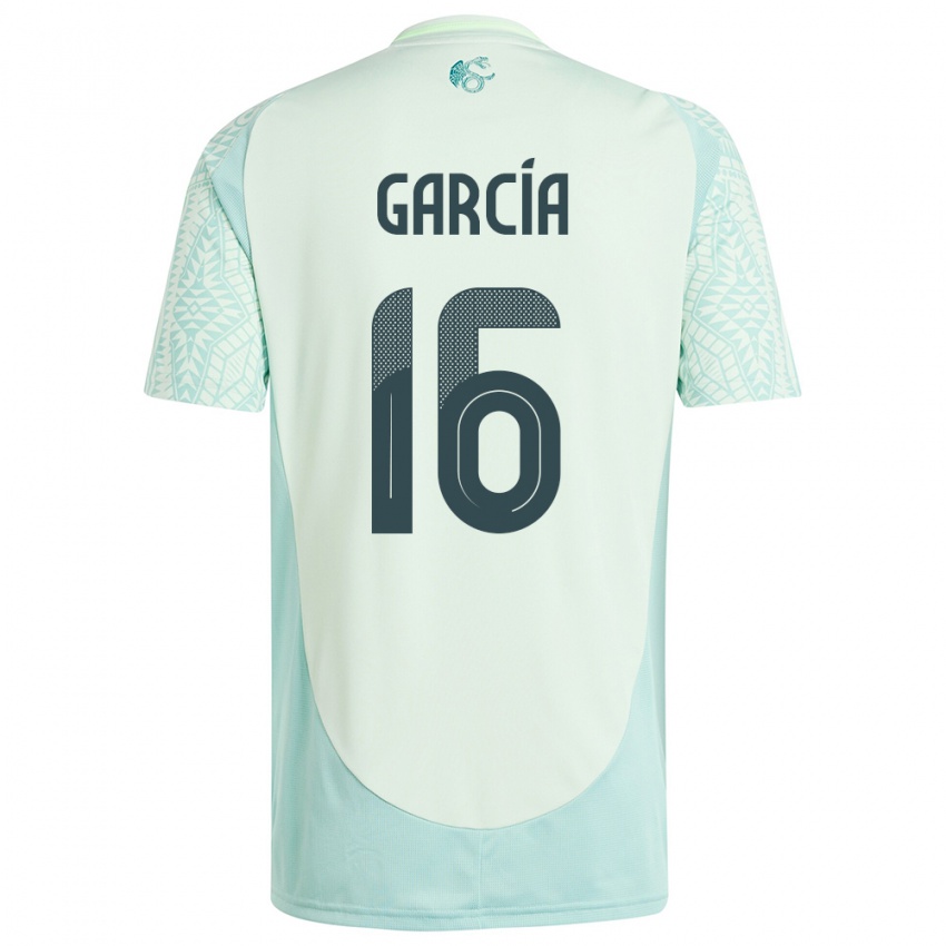 Kinder Mexiko Uziel Garcia #16 Leinengrün Auswärtstrikot Trikot 24-26 T-Shirt Belgien