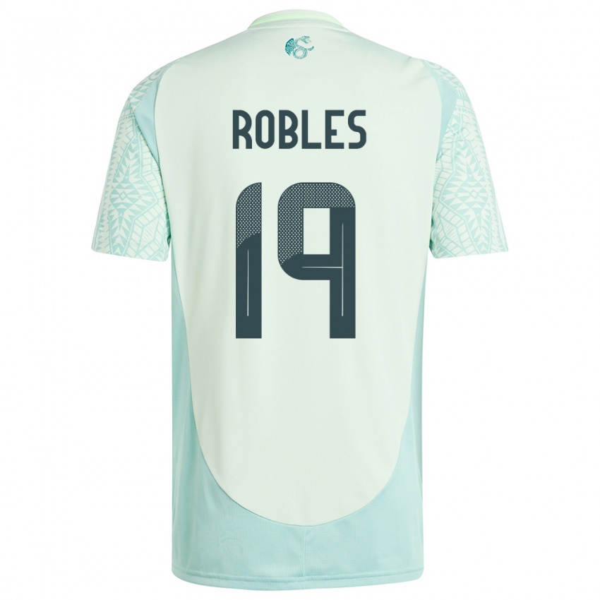 Kinder Mexiko Angel Robles #19 Leinengrün Auswärtstrikot Trikot 24-26 T-Shirt Belgien