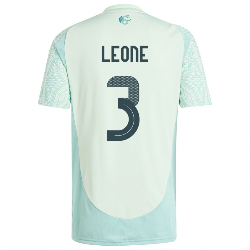 Kinder Mexiko Antonio Leone #3 Leinengrün Auswärtstrikot Trikot 24-26 T-Shirt Belgien