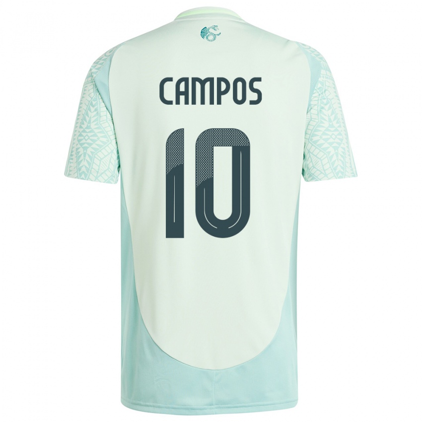 Enfant Maillot Mexique Karel Campos #10 Lin Vert Tenues Extérieur 24-26 T-Shirt Belgique