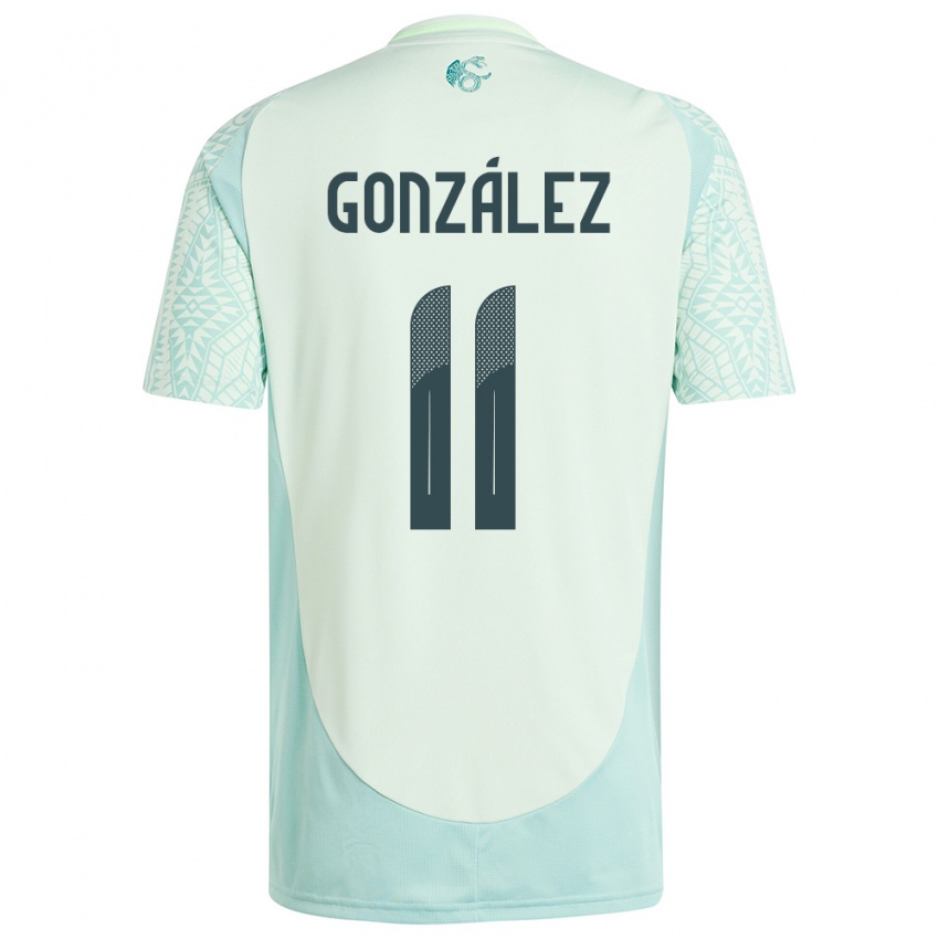 Kinder Mexiko Bryan Gonzalez #11 Leinengrün Auswärtstrikot Trikot 24-26 T-Shirt Belgien