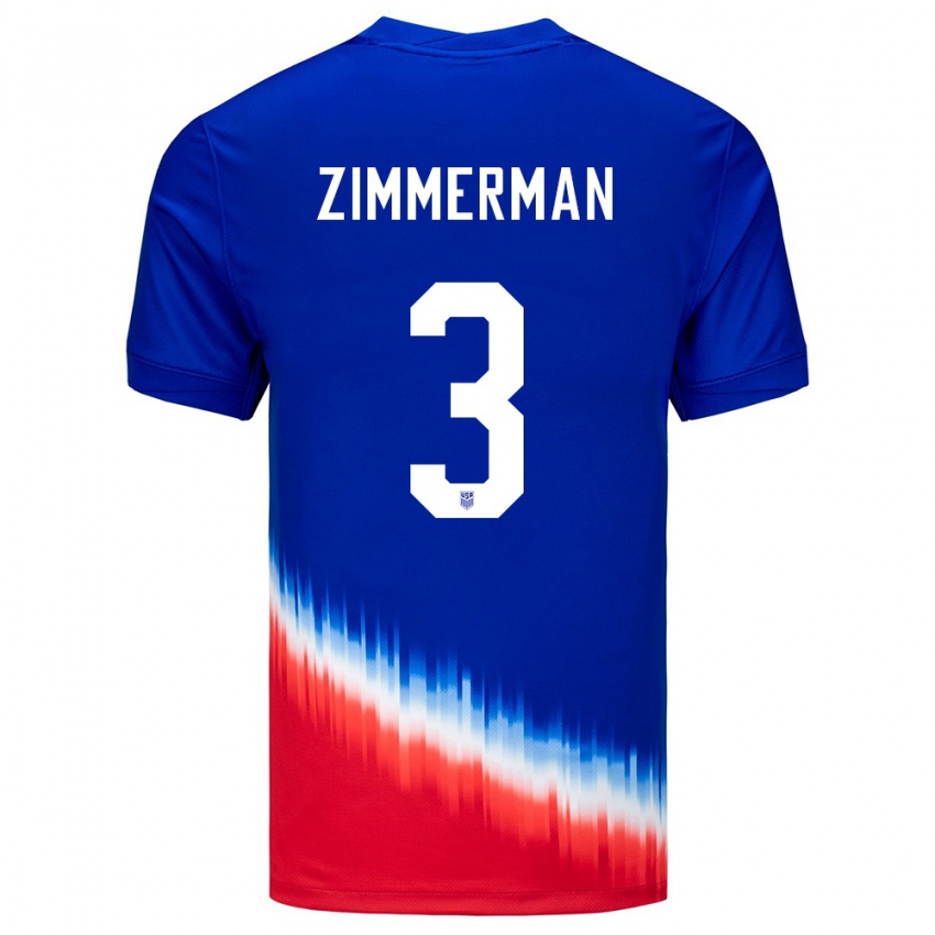 Enfant Maillot États-Unis Walker Zimmerman #3 Bleu Tenues Extérieur 24-26 T-Shirt Belgique