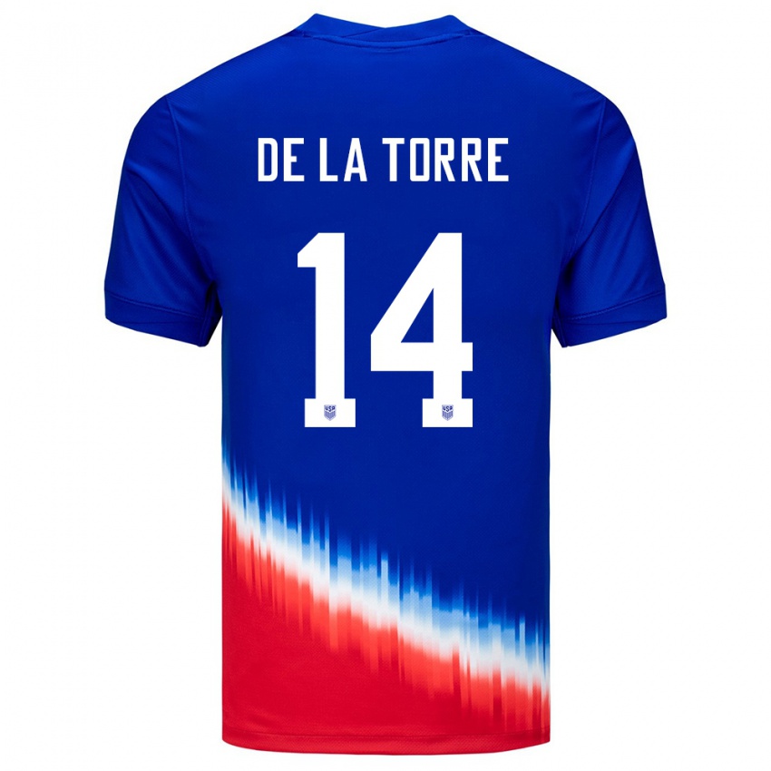 Kinder Vereinigte Staaten Luca De La Torre #14 Blau Auswärtstrikot Trikot 24-26 T-Shirt Belgien