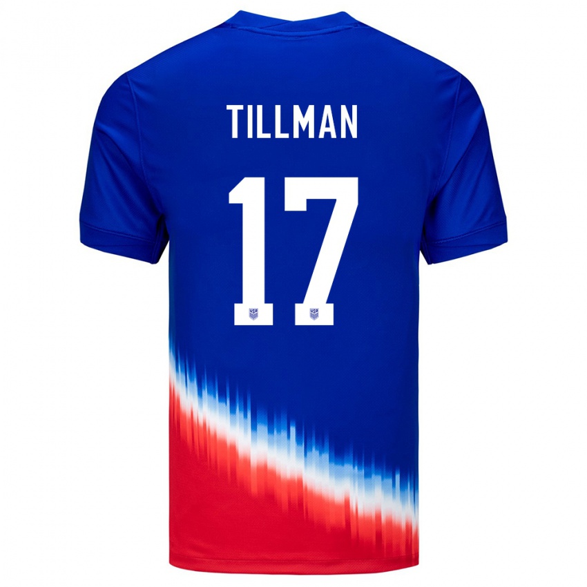 Enfant Maillot États-Unis Malik Tillman #17 Bleu Tenues Extérieur 24-26 T-Shirt Belgique