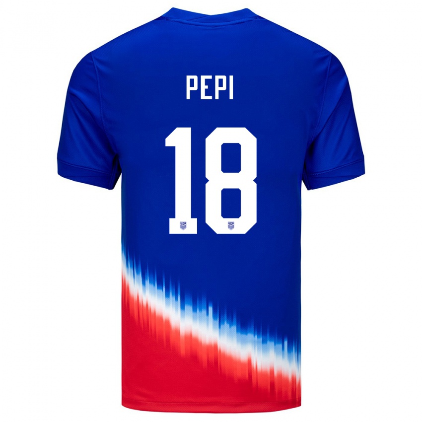 Kinderen Verenigde Staten Ricardo Pepi #18 Blauw Uitshirt Uittenue 24-26 T-Shirt België