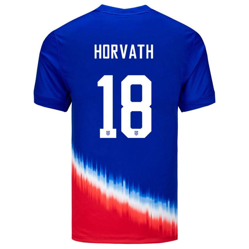 Kinderen Verenigde Staten Ethan Horvath #18 Blauw Uitshirt Uittenue 24-26 T-Shirt België
