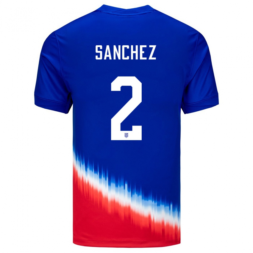 Kinderen Verenigde Staten Ashley Sanchez #2 Blauw Uitshirt Uittenue 24-26 T-Shirt België