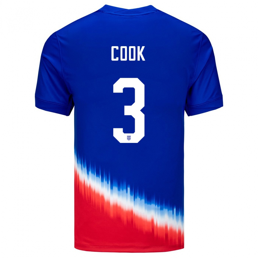 Kinderen Verenigde Staten Alana Cook #3 Blauw Uitshirt Uittenue 24-26 T-Shirt België