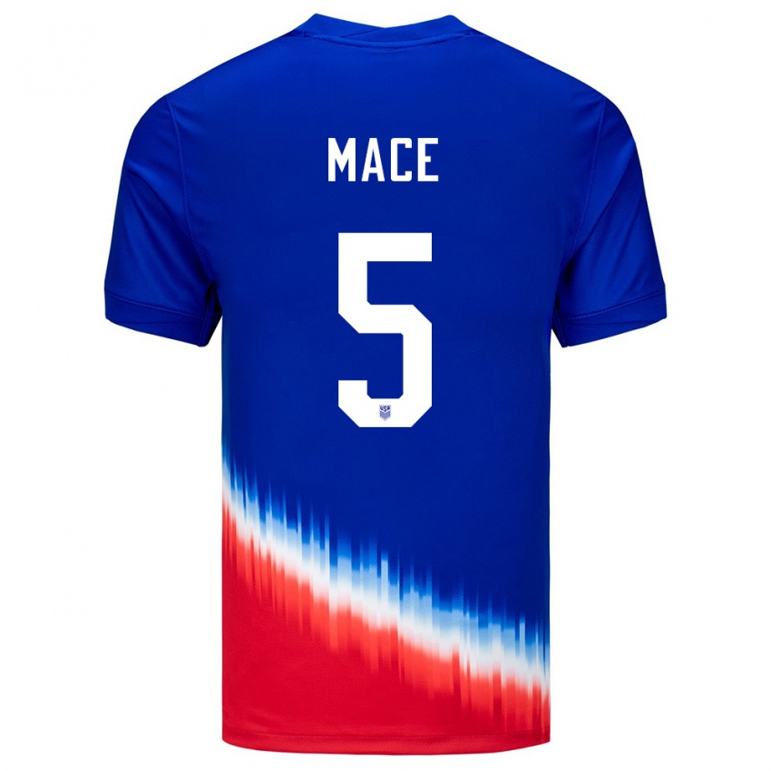 Kinder Vereinigte Staaten Hailie Mace #5 Blau Auswärtstrikot Trikot 24-26 T-Shirt Belgien