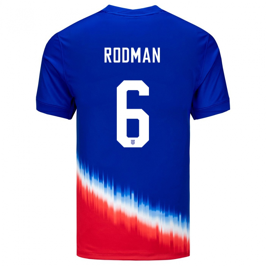 Enfant Maillot États-Unis Trinity Rodman #6 Bleu Tenues Extérieur 24-26 T-Shirt Belgique