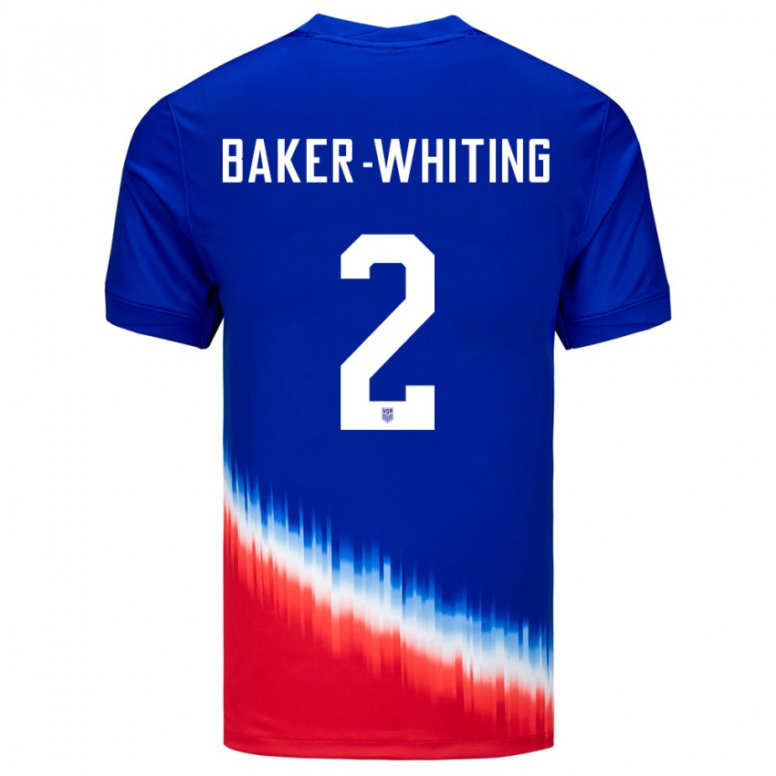 Kinder Vereinigte Staaten Reed Baker Whiting #2 Blau Auswärtstrikot Trikot 24-26 T-Shirt Belgien