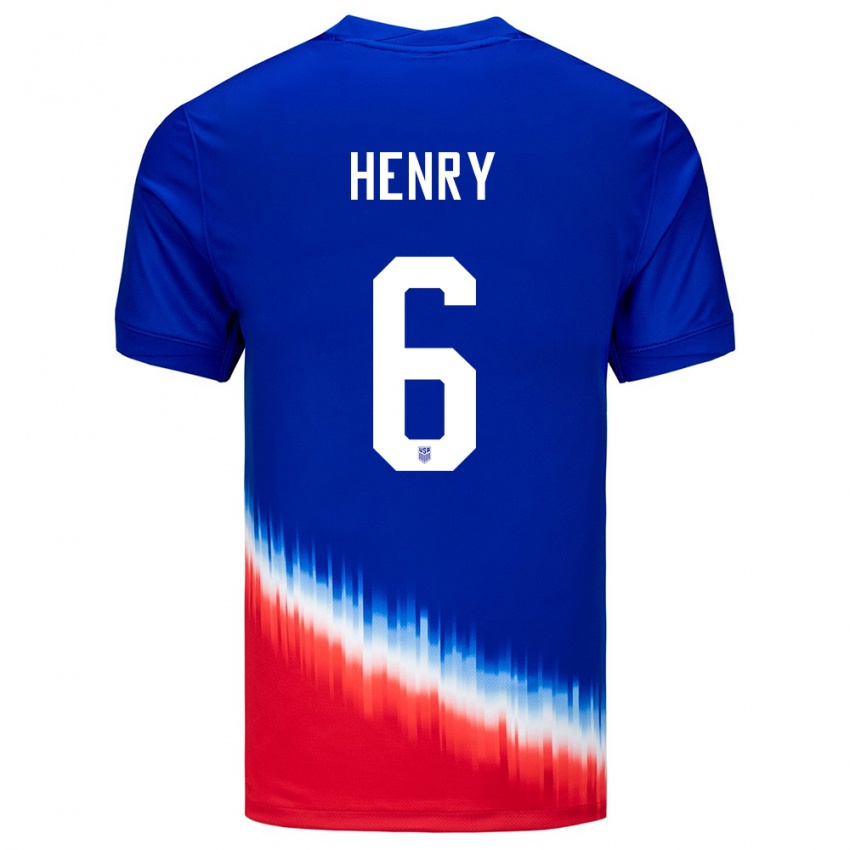 Kinder Vereinigte Staaten Kobi Henry #6 Blau Auswärtstrikot Trikot 24-26 T-Shirt Belgien