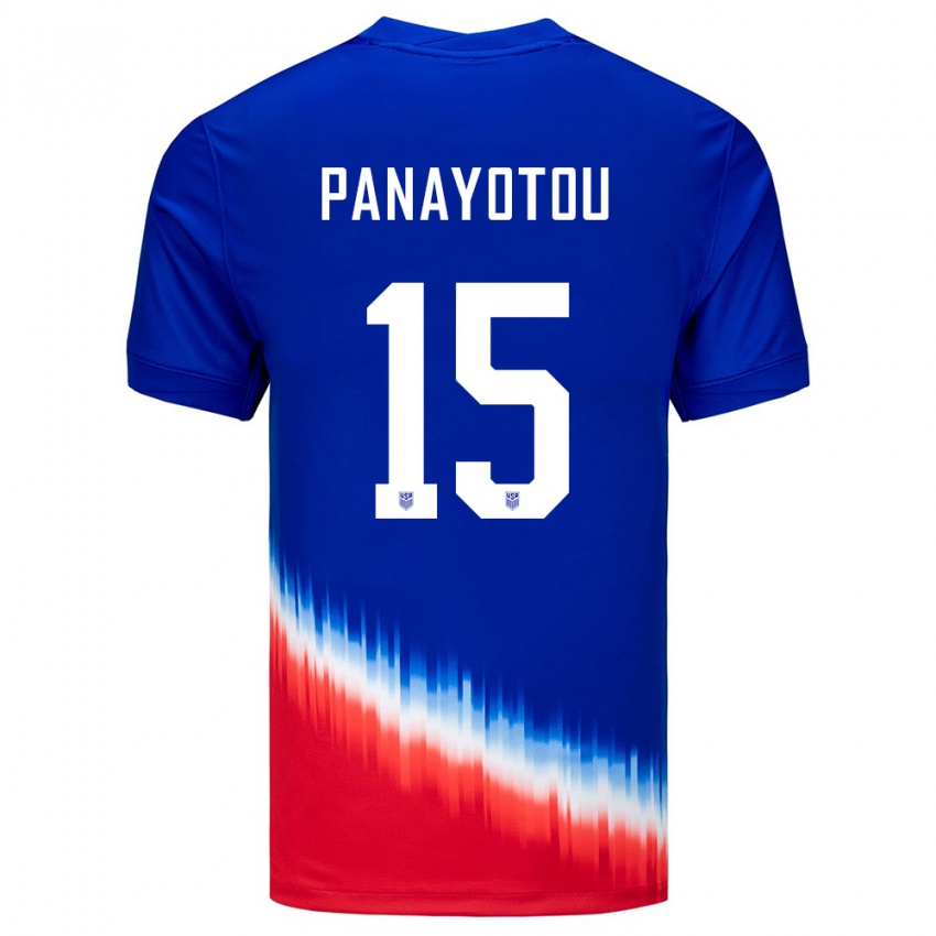 Kinder Vereinigte Staaten Jack Panayotou #15 Blau Auswärtstrikot Trikot 24-26 T-Shirt Belgien