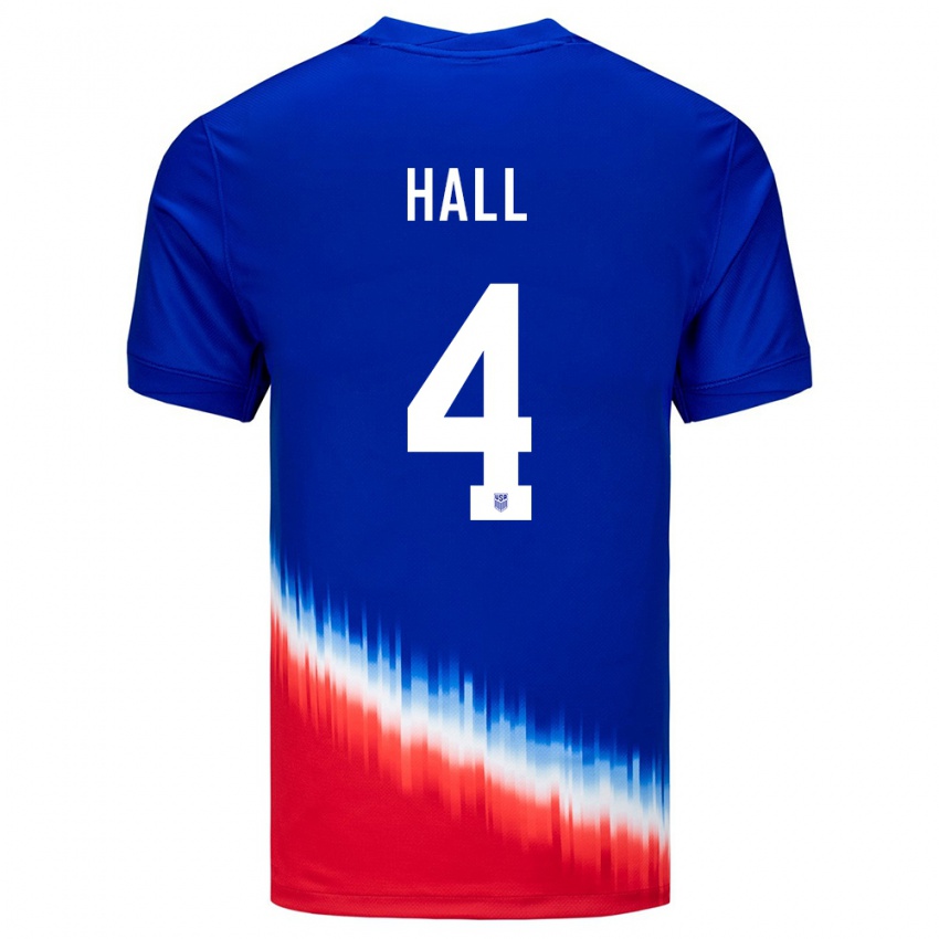 Kinder Vereinigte Staaten Tyler Hall #4 Blau Auswärtstrikot Trikot 24-26 T-Shirt Belgien