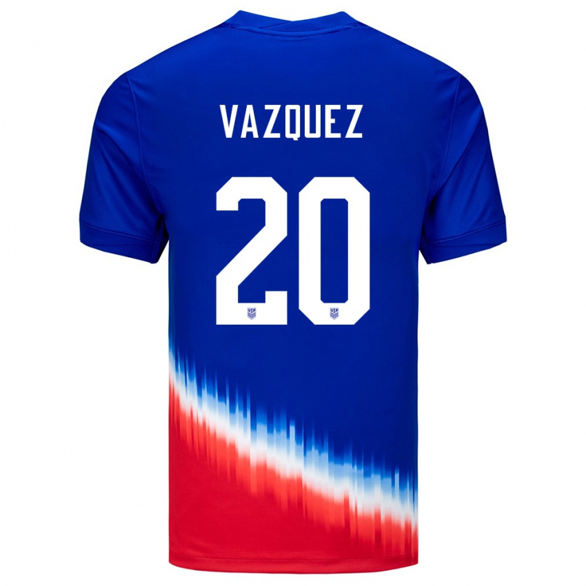 Kinder Vereinigte Staaten David Vazquez #20 Blau Auswärtstrikot Trikot 24-26 T-Shirt Belgien