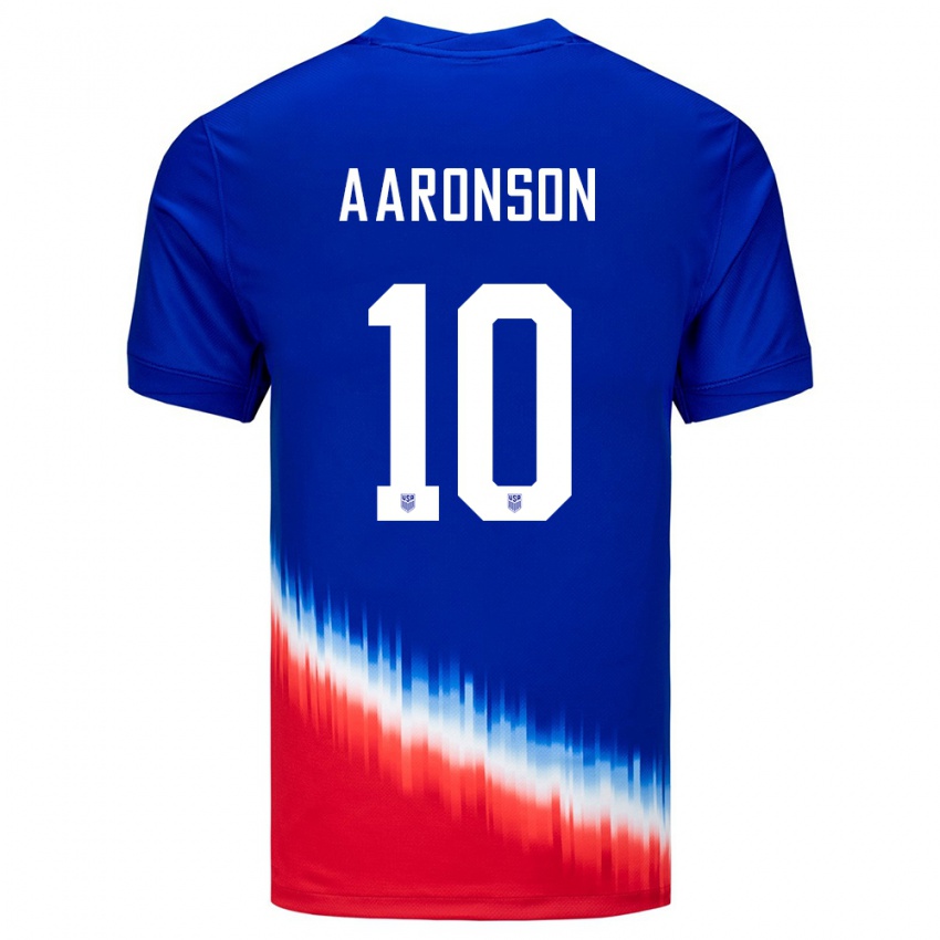 Kinder Vereinigte Staaten Paxten Aaronson #10 Blau Auswärtstrikot Trikot 24-26 T-Shirt Belgien