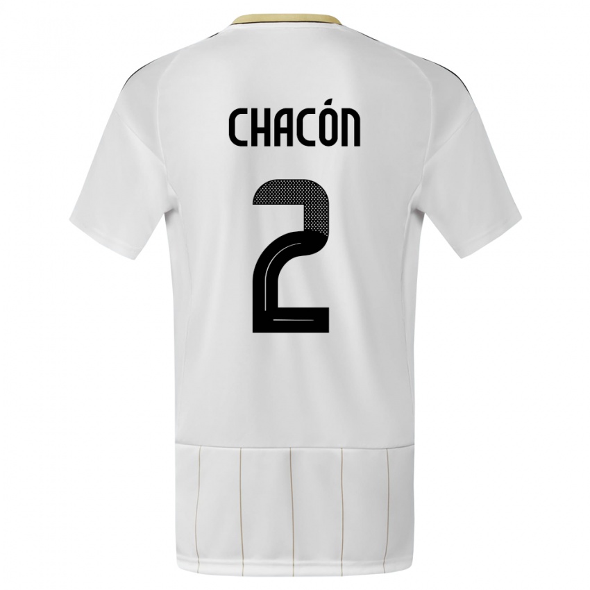 Kinder Costa Rica Daniel Chacon #2 Weiß Auswärtstrikot Trikot 24-26 T-Shirt Belgien