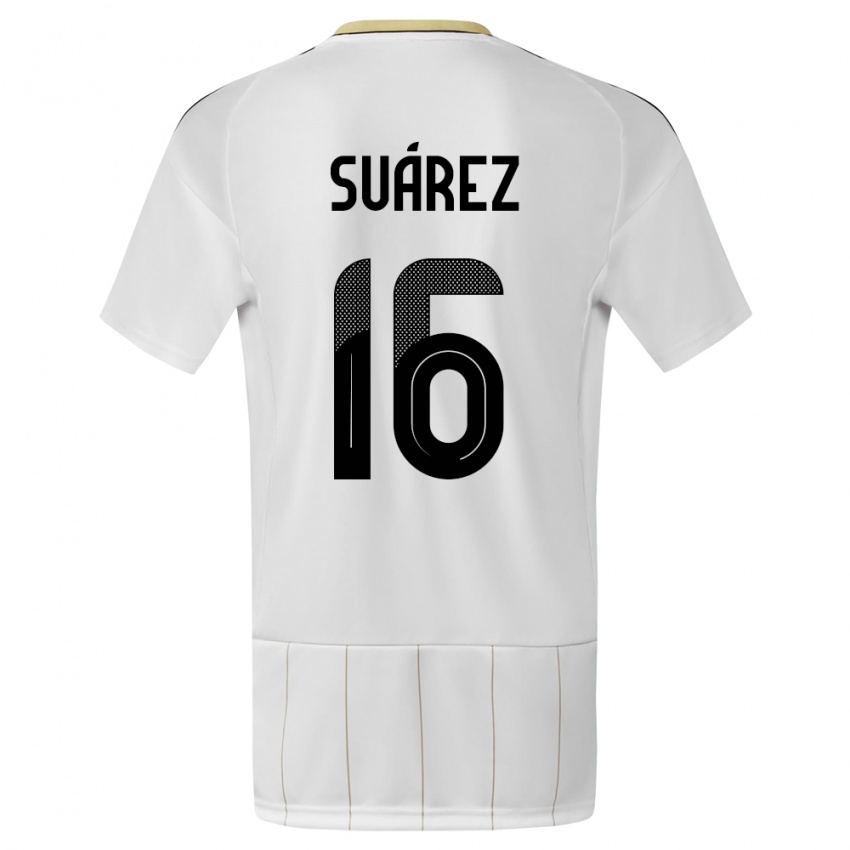 Enfant Maillot Costa Rica Aaron Suarez #16 Blanc Tenues Extérieur 24-26 T-Shirt Belgique