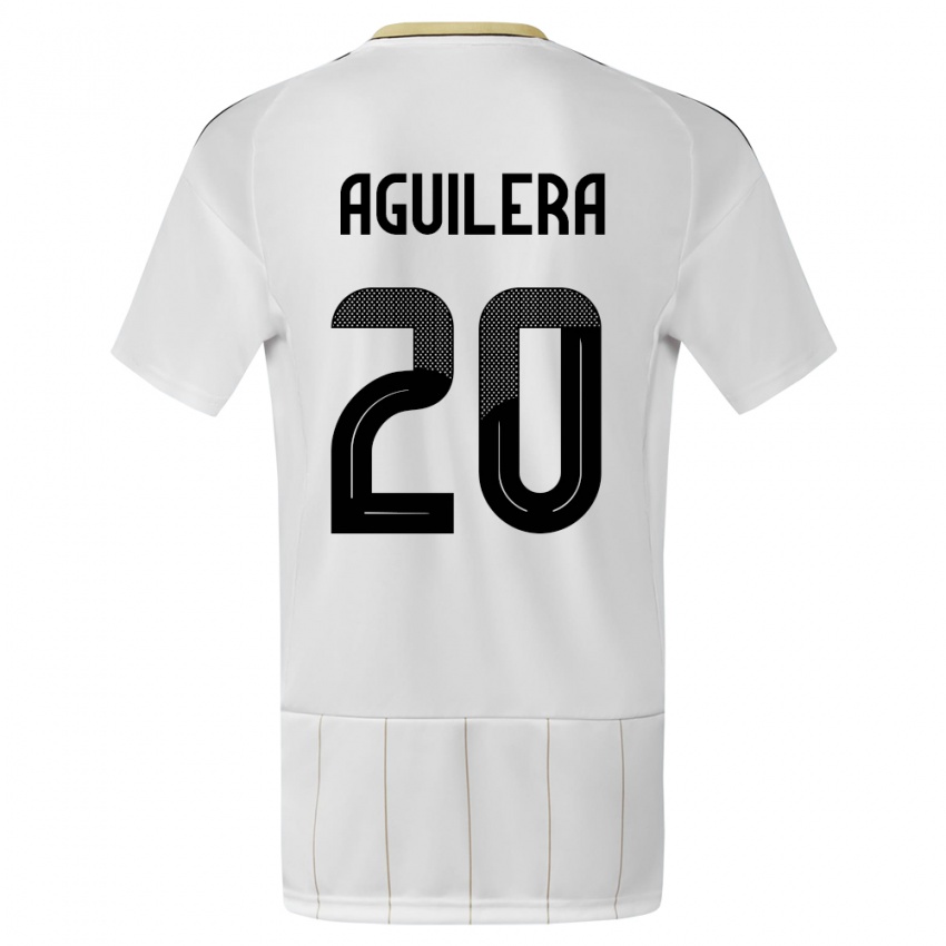 Kinder Costa Rica Brandon Aguilera #20 Weiß Auswärtstrikot Trikot 24-26 T-Shirt Belgien