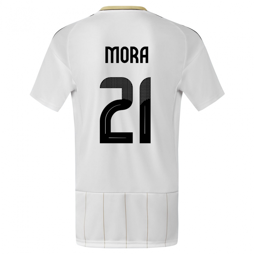 Kinder Costa Rica Carlos Mora #21 Weiß Auswärtstrikot Trikot 24-26 T-Shirt Belgien