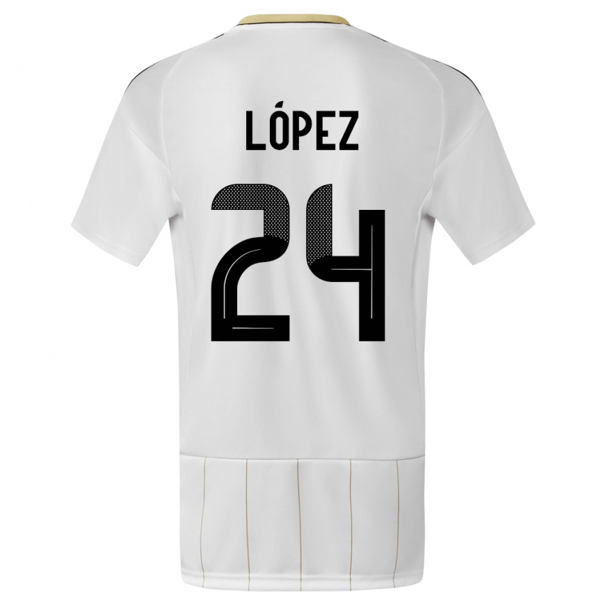 Kinder Costa Rica Douglas Lopez #24 Weiß Auswärtstrikot Trikot 24-26 T-Shirt Belgien