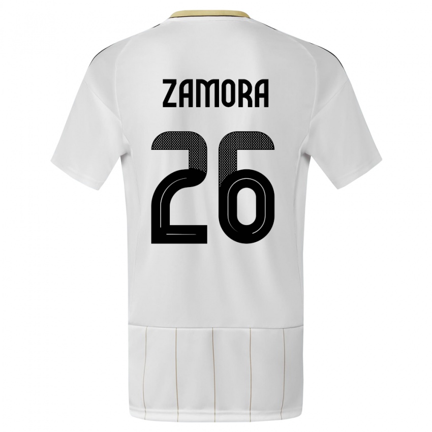 Kinder Costa Rica Alvaro Zamora #26 Weiß Auswärtstrikot Trikot 24-26 T-Shirt Belgien