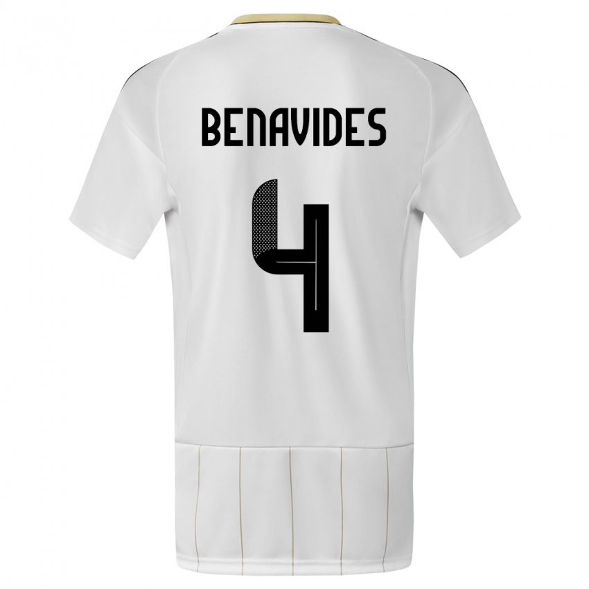 Kinder Costa Rica Mariana Benavides #4 Weiß Auswärtstrikot Trikot 24-26 T-Shirt Belgien