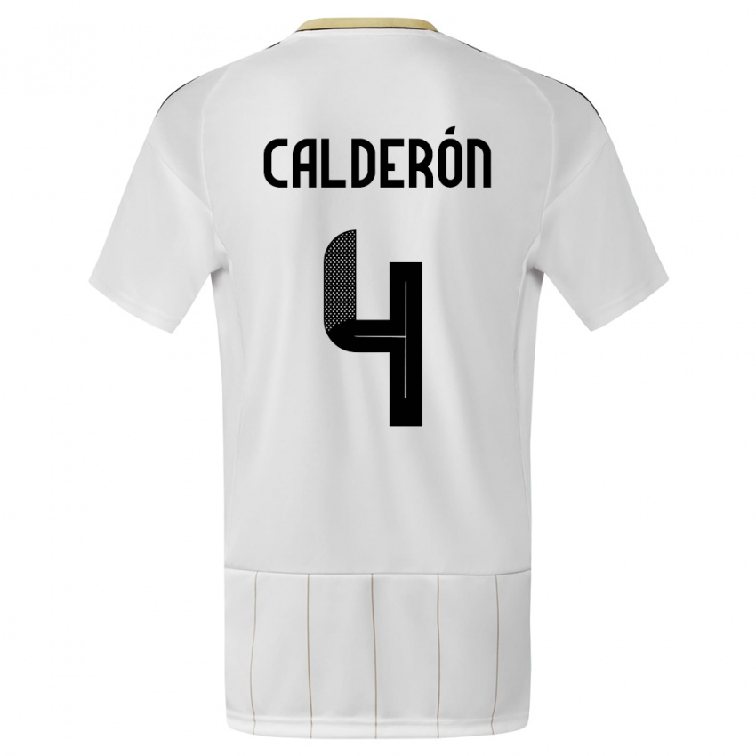 Enfant Maillot Costa Rica Brandon Calderon #4 Blanc Tenues Extérieur 24-26 T-Shirt Belgique