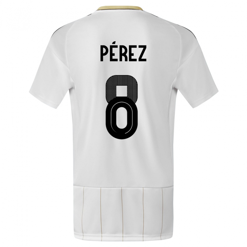 Kinder Costa Rica Creichel Perez #8 Weiß Auswärtstrikot Trikot 24-26 T-Shirt Belgien