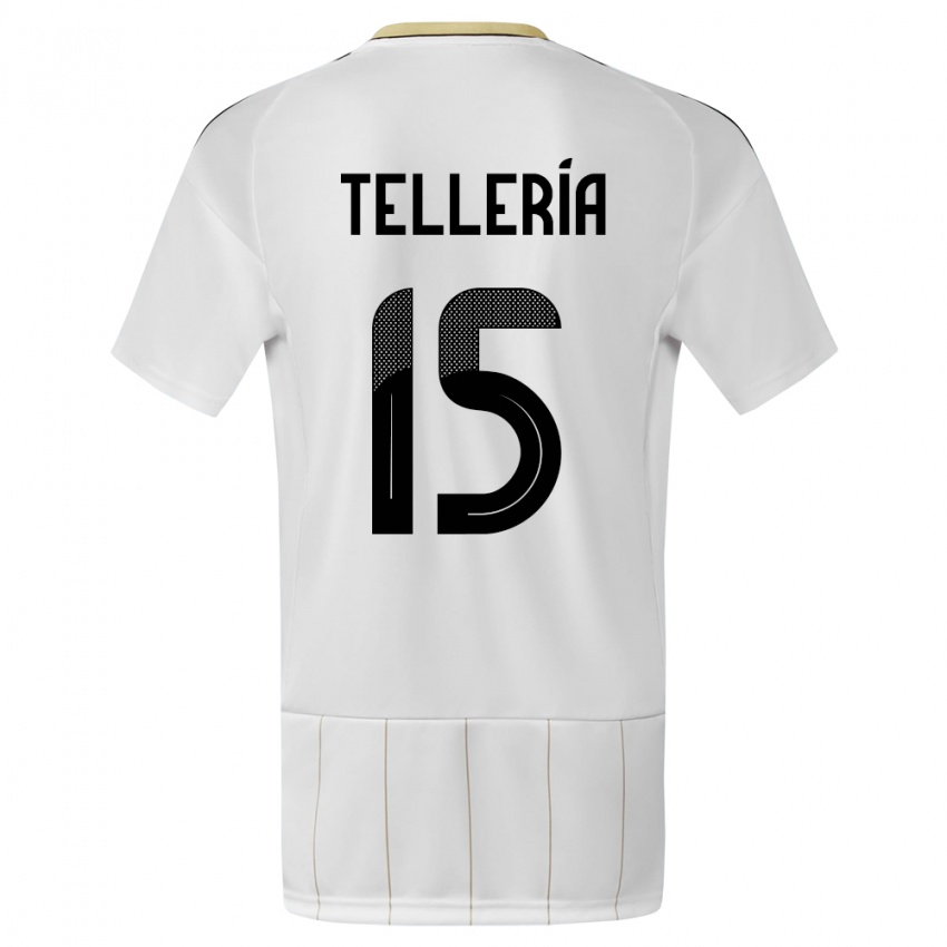 Enfant Maillot Costa Rica Jostin Telleria #15 Blanc Tenues Extérieur 24-26 T-Shirt Belgique