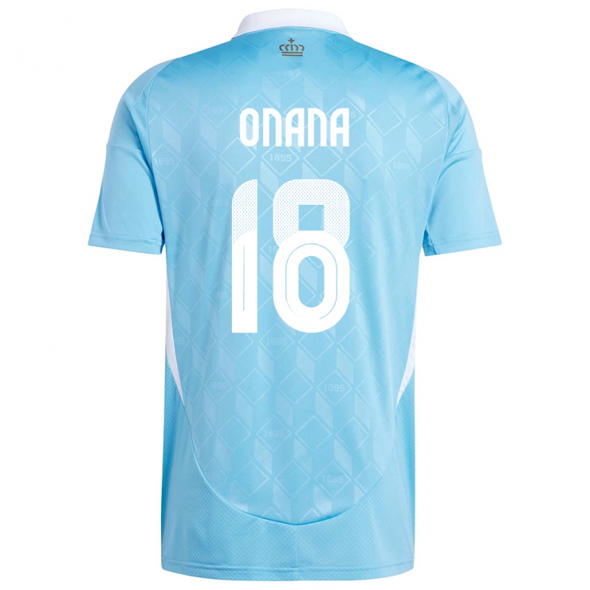 Kinder Belgien Amadou Onana #18 Blau Auswärtstrikot Trikot 24-26 T-Shirt Belgien