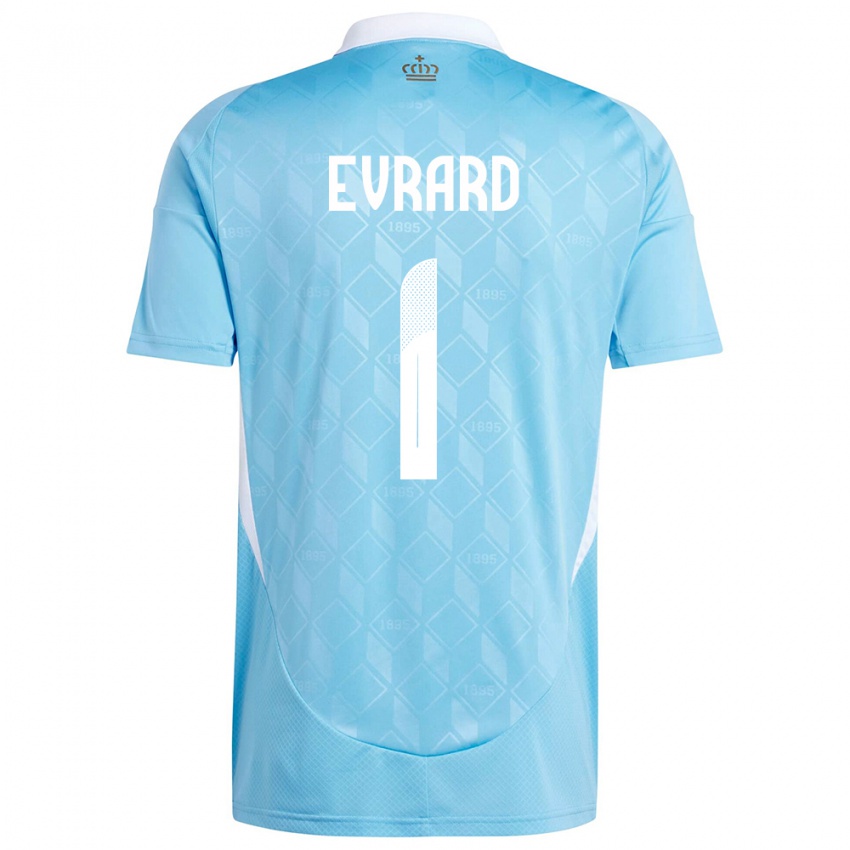 Kinder Belgien Nicky Evrard #1 Blau Auswärtstrikot Trikot 24-26 T-Shirt Belgien