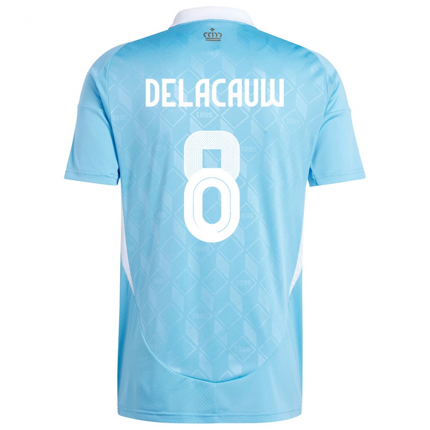 Kinder Belgien Feli Delacauw #8 Blau Auswärtstrikot Trikot 24-26 T-Shirt Belgien
