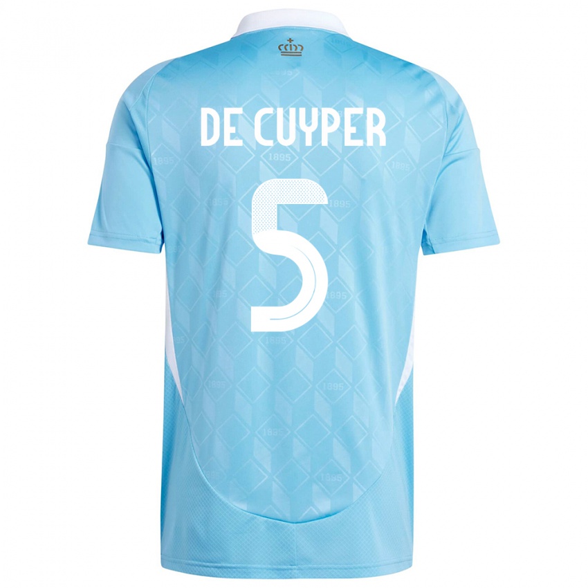 Kinder Belgien Maxim De Cuyper #5 Blau Auswärtstrikot Trikot 24-26 T-Shirt Belgien