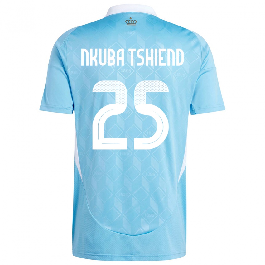 Kinder Belgien Ken Nkuba Tshiend #25 Blau Auswärtstrikot Trikot 24-26 T-Shirt Belgien