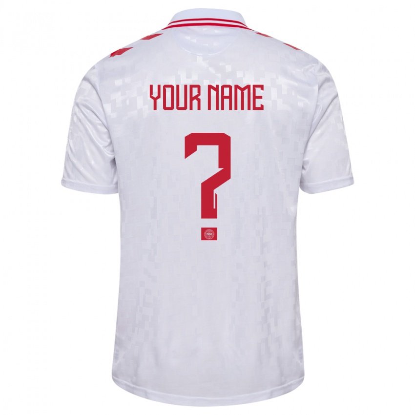 Enfant Maillot Danemark Votre Nom #0 Blanc Tenues Extérieur 24-26 T-Shirt Belgique