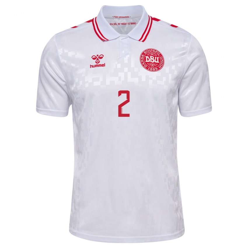 Kinder Dänemark Victor Gustafsen #2 Weiß Auswärtstrikot Trikot 24-26 T-Shirt Belgien