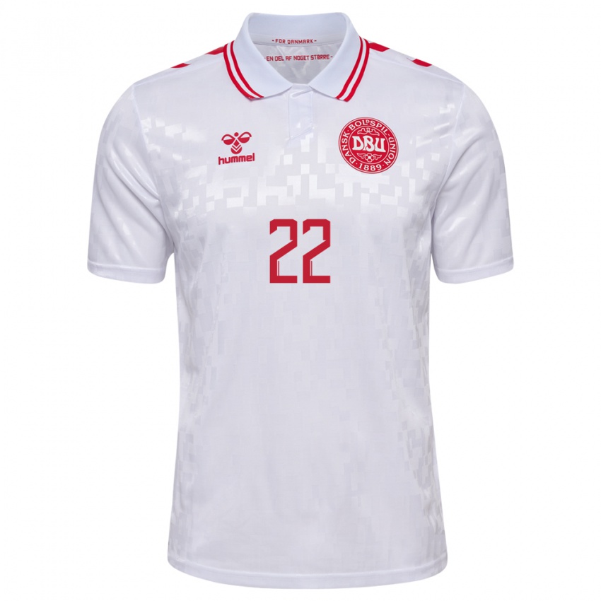 Kinder Dänemark Maja Bay Ostergaard #22 Weiß Auswärtstrikot Trikot 24-26 T-Shirt Belgien