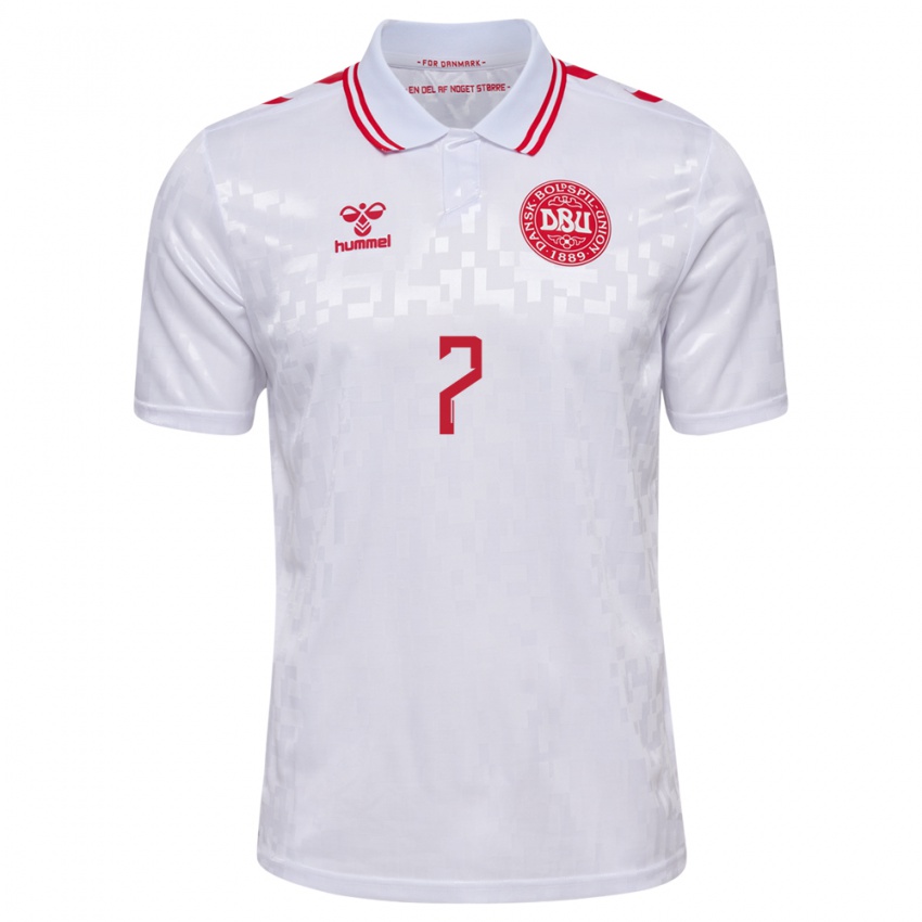 Kinder Dänemark Tobias Bech #7 Weiß Auswärtstrikot Trikot 24-26 T-Shirt Belgien