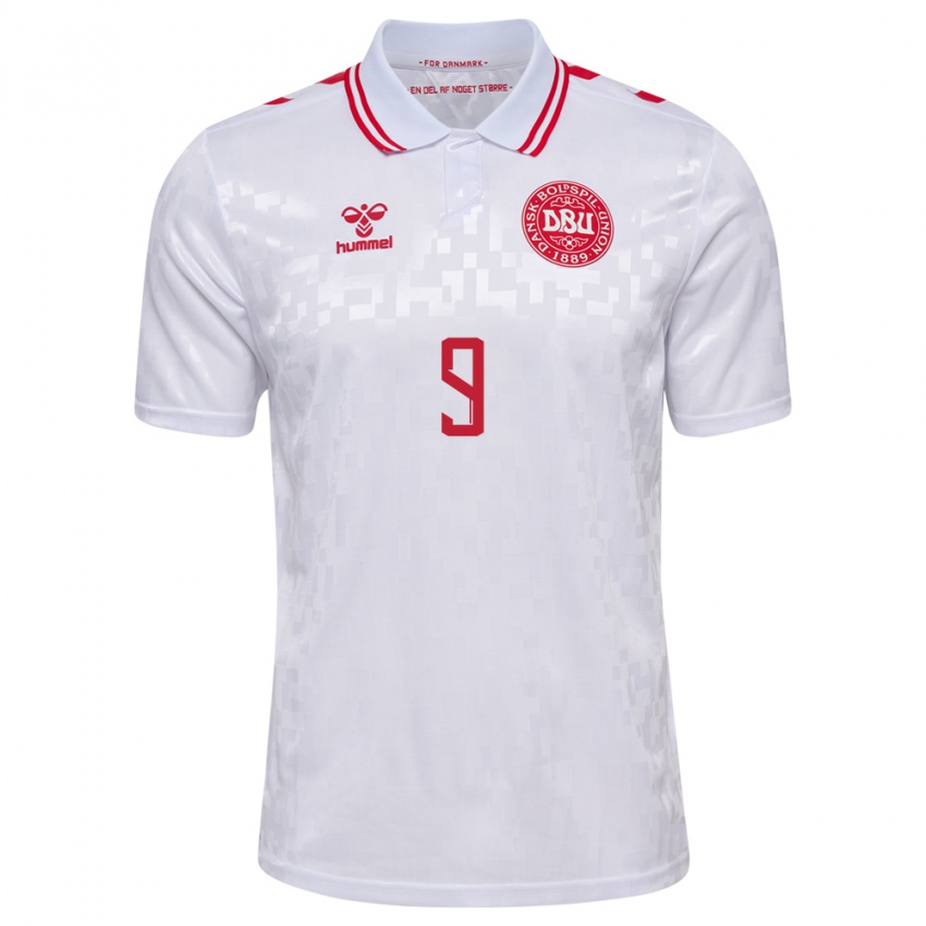 Kinder Dänemark Emil Højlund #9 Weiß Auswärtstrikot Trikot 24-26 T-Shirt Belgien