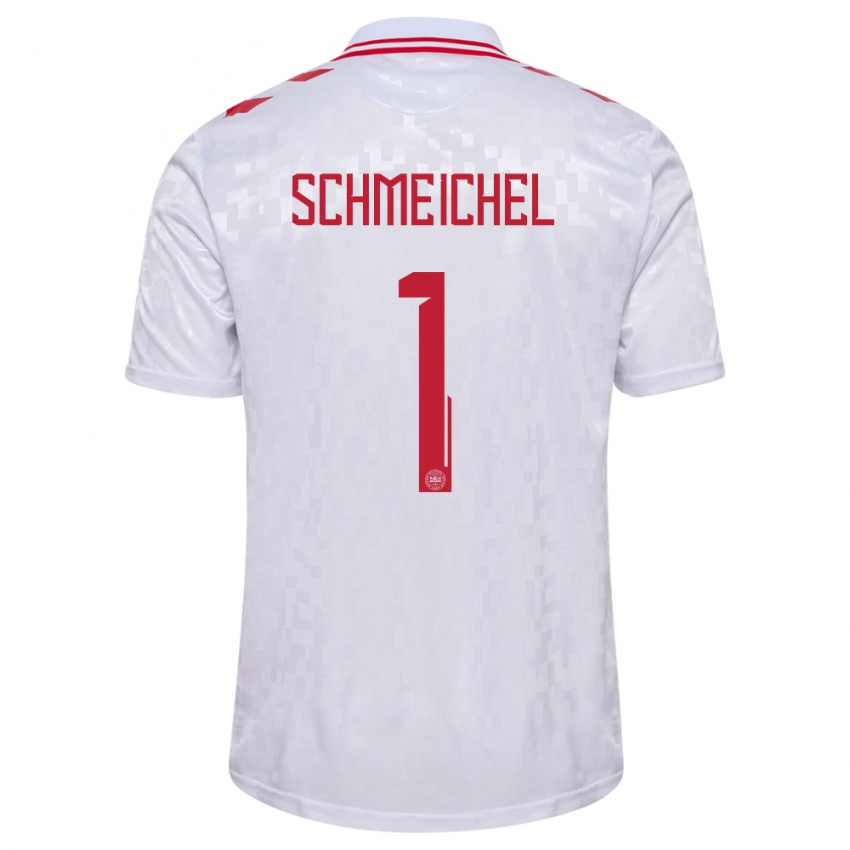 Enfant Maillot Danemark Kasper Schmeichel #1 Blanc Tenues Extérieur 24-26 T-Shirt Belgique