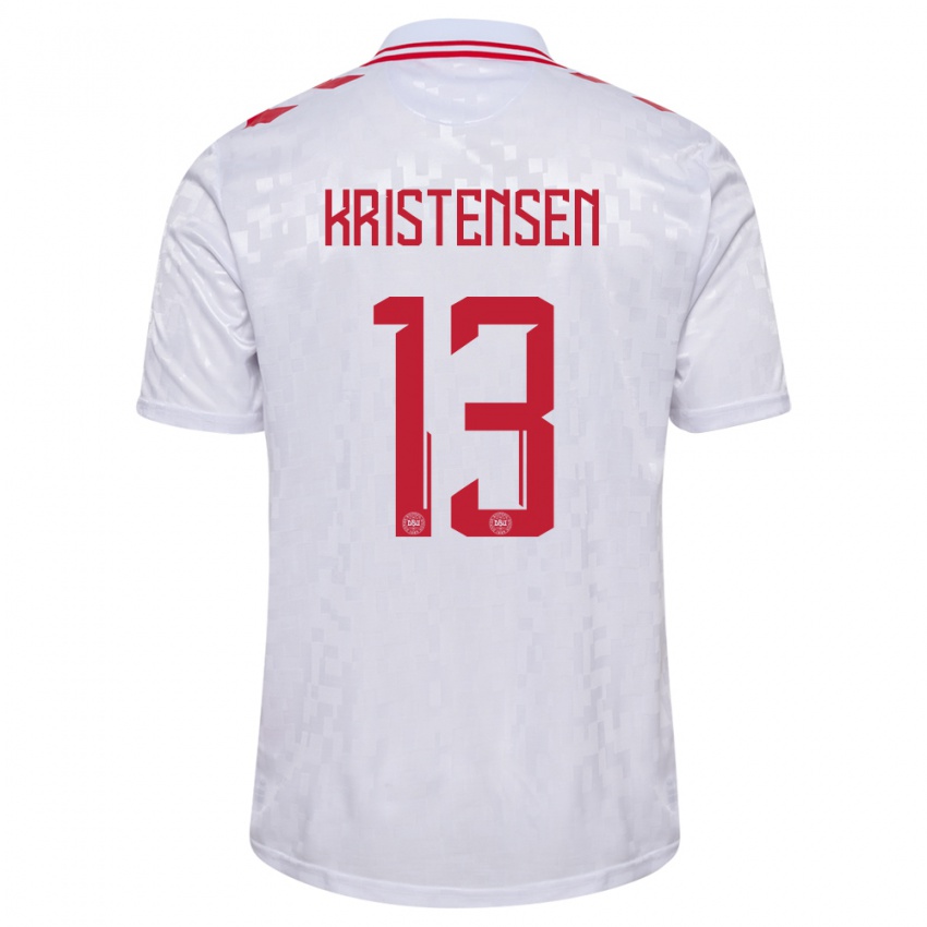 Kinder Dänemark Rasmus Kristensen #13 Weiß Auswärtstrikot Trikot 24-26 T-Shirt Belgien